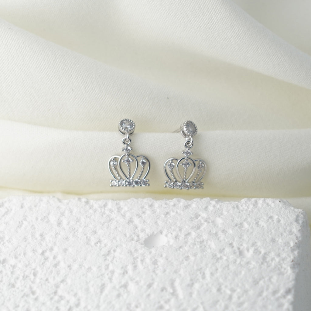 【Drop Earrings】Zircon Inlaid Crown Drop Earrings, Elegant & Sparkly, Ideal for Women Loving Delicate Style