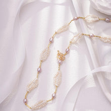 Load image into Gallery viewer, 【Necklace】Copper Chain Purple and White Natural Freshwater Pearl Necklace, Cupid&#39;s arrow Clasp, Love Necklace, Perfect Dating Gift