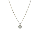 【Pendant Necklace】 Silver-Tone Copper Chain with Clover Zircon Pendant for Women - Classic Dangle Jewelry, Subtle Sparkle