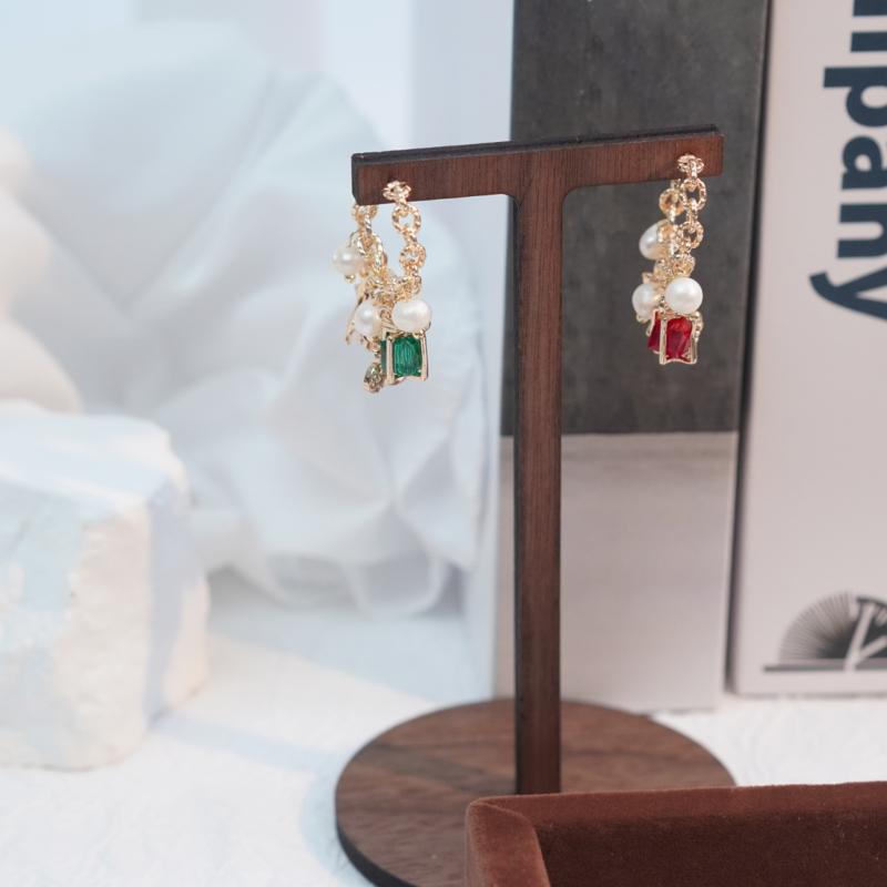 【Hoop Earrings】Alloy Zircon Pearl Gold-Plated Multi-Design Drop Earrings w/ Red Green Accents Statement Fashion Elegant Comfortable Women's Jewelry