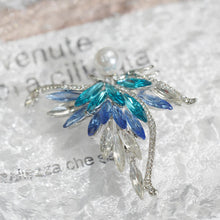 Load image into Gallery viewer, Bionic Wing Brooch, Asymmetrical Design, Gradient Gemstones &amp; Pearl Center - Romantic for Young Ladies