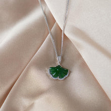 Load image into Gallery viewer, 【Pendant Necklace】S925 Sterling Silver Green Jade Leaf Pendant with Zirconia Accents, Nature-Inspired DairyJewelry, Elegant Symbolic Gift for Women