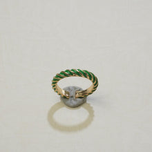 Charger l&#39;image dans la galerie, Cincin Terbuka Berpintal, Bersalut Emas, Perincian Enamel Hijau, Aksesori Fesyen Bergaya, Untuk Wanita, Pakaian Harian Unik stainless  steel  ring