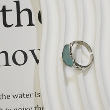 Charger l&#39;image dans la galerie, Cincin Terbuka, Rekaan Hati Manis, Glaze Berombak Biru dan Hijau, Aloi Bersalut Perak, Barang Kemas Harian Bergaya, Untuk Wanita stainless  steel  ring