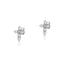 Load image into Gallery viewer, Cross Earrings 14K Gold Plated Dainty Girls Cross Stud Earrings for Women Cubic Zirconia Religious Mens Earring Studs