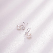 Load image into Gallery viewer, 【Stud Earring】Lychee-inspired Silver Stud Earring, Natural Pearl with Silver Post Shining Zircon Cute Earring for Women