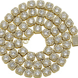 YOSZO 10MM Tennis Chain Necklace 18k Gold Plated Iced out Jumbo Square Sparkling Cluster Cubic Zirconia Tennis Link Chains for Men Women