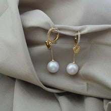 Load image into Gallery viewer, 【Hoop Earrings】Alloy Gold Plated Heart &amp;  Pearl Earrings with Zircon Inlaid, Romantic Sweet Style for Women