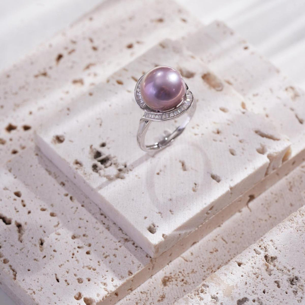 【Ring】Purple Natural Freshwater Pearl Ring, Office-Style Elegant Accessories, Designed Exclusively for Women