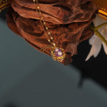 Load image into Gallery viewer, 【Pendant Necklace】 Purple Enamel &amp; Pearl Pendant with Cute Pearl, Antique-Inspired Jewelry for Ladies