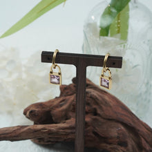 Load image into Gallery viewer, 【Drop Earrings】Gold Plated Lock Earrings with Pink Crystal, Romantic &amp; Stylish for Trend-chasing Women