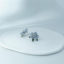 Load image into Gallery viewer, 【Earrings】Crystal Petals Clip/Stud Earrings with Enamel Green Leaves, Pearl &amp; Zircon Accents, Sweet&amp;Romantic for Ladies