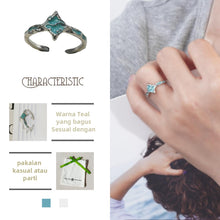 Load image into Gallery viewer, Cincin Enamel, Rekaan Gelombang Bintang Unik, Perak Artistik, Diperbuat daripada Aloi Bersalut, Barang Kemas Bergaya dan Romantik, Sesuai untuk Wanita Fesyen stainless  steel  ring Biru Jewelry