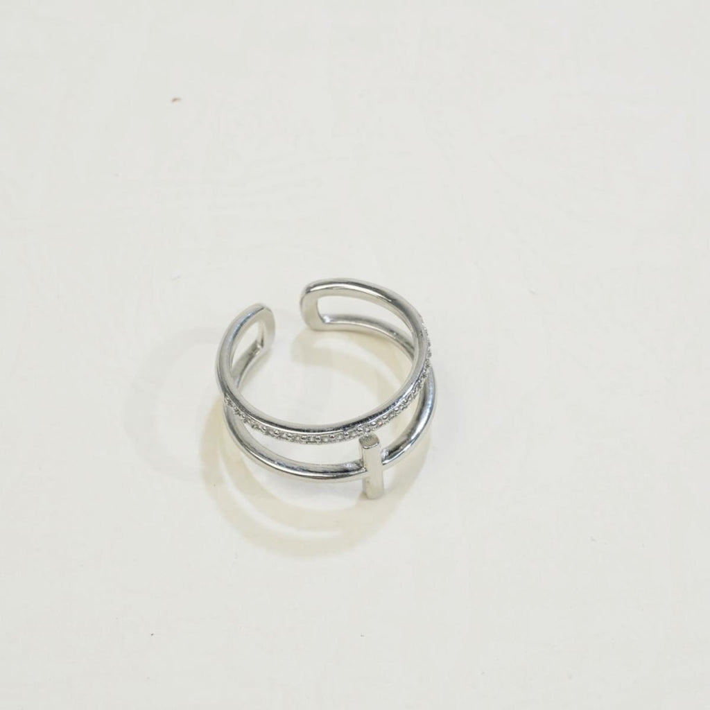 Gold-Plated & Silver Open Ring Set - Double Layer Elegant Minimalist Rings for Women