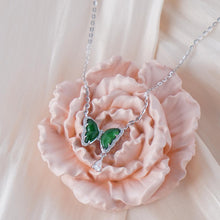 Load image into Gallery viewer, 【Pendant Necklace】S925 Sterling Silver Green Jade Butterfly Pendant with Zirconia and Teardrop Accent, Nature-Inspired Jewelry, Elegant Whimsical Gift for Women