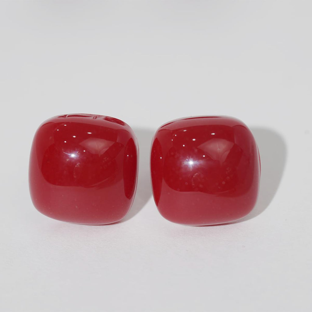 Subang Stud, Resin Merah, Aloi Pepejal, Elegan, Dipotong, Sesuai untuk Penggayaan Harian dan Kasual