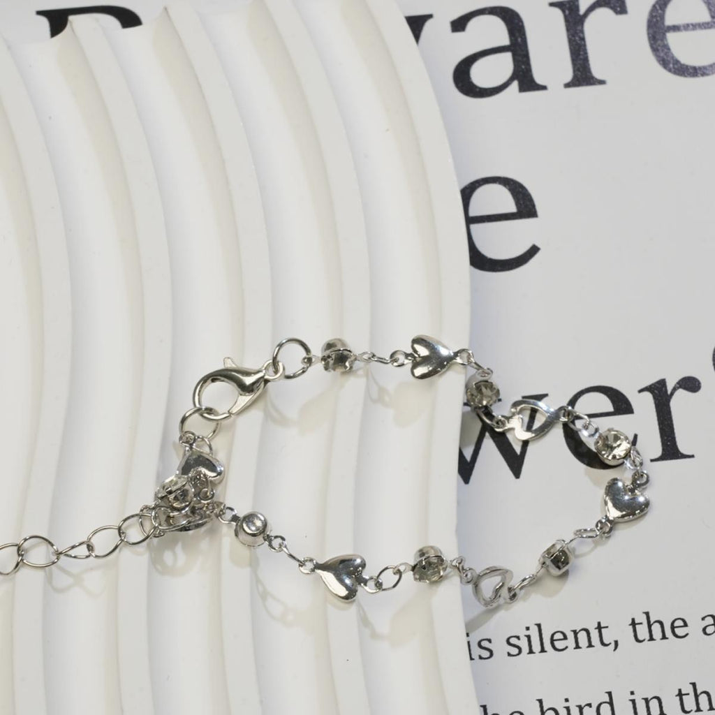 【Bracelet】Romantic Heart & Zircon Design, Sweet Daily Wear for Fashion Ladies