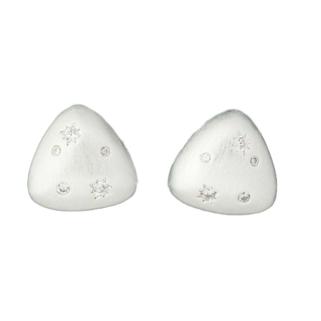 【Clip-On Earrings】Matte Triangle Zircon Earrings Star & Circle Design Jewelry for Elegant Women