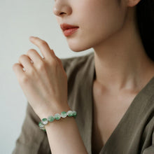Load image into Gallery viewer, 【Bracelet】Glass Bead Green Gradient Alloy Four-Leaf Clover Charm Bracelet Lucky Accessories for Women Daily Elegance