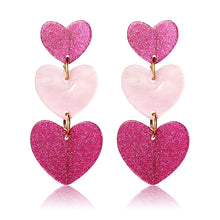 Load image into Gallery viewer, 1 pair Long Big Pink Heart Pendant Drop Dangle Woman Earrings Fashion Long Earings For Women Acrylic Korean Jewelry