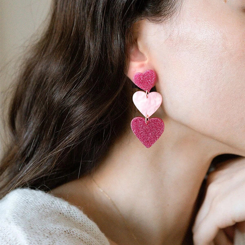 1 pair Long Big Pink Heart Pendant Drop Dangle Woman Earrings Fashion Long Earings For Women Acrylic Korean Jewelry