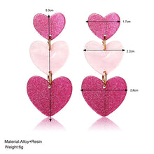 Load image into Gallery viewer, 1 pair Long Big Pink Heart Pendant Drop Dangle Woman Earrings Fashion Long Earings For Women Acrylic Korean Jewelry