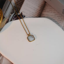 Load image into Gallery viewer, Minimalist Golden Chain Necklace with Square Cat&#39;s Eye Stone Pendant, Elegant Daily Wear for Fashion Women
