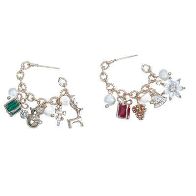 【Hoop Earrings】Alloy Zircon Pearl Gold-Plated Multi-Design Drop Earrings w/ Red Green Accents Statement Fashion Elegant Comfortable Women's Jewelry