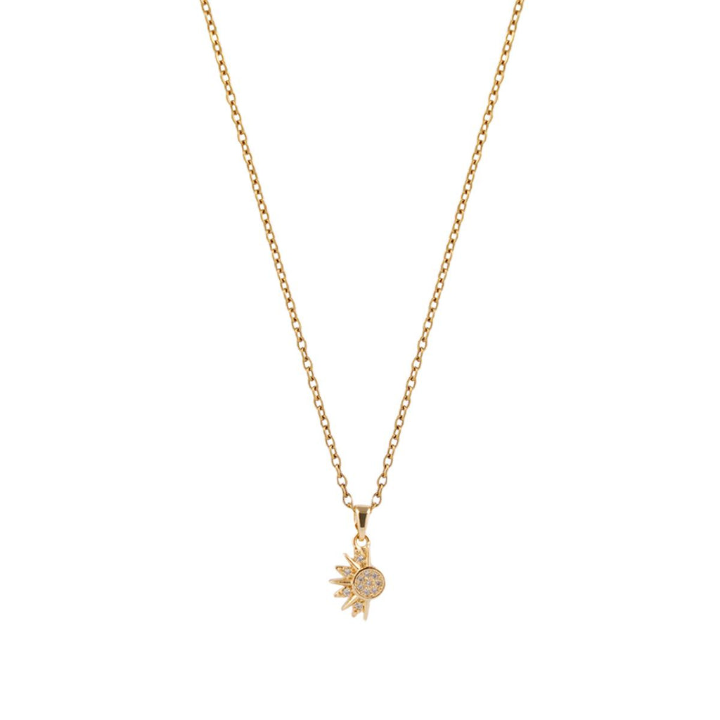 【Pendant Necklace】2 in 1 Gold Silver-Tone Crystal Zirconia Sun Moon Double Chain Pendant Celestial Two-Layer Elegant Accessory for Women