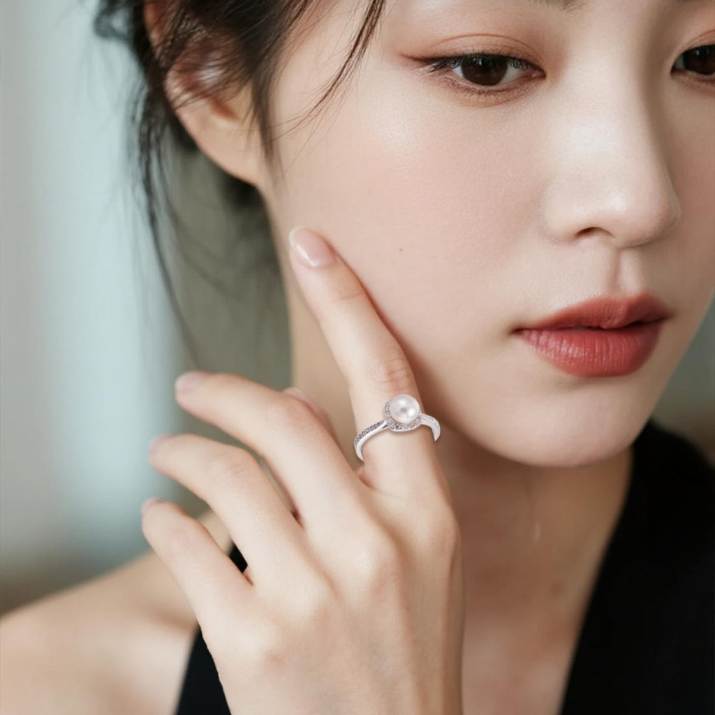 【Ring】Silver Ring with Natural Freshwater Pearl, Classic Lightweight Design, Luxury Jewelry for Women, Perfect Dating Gift
