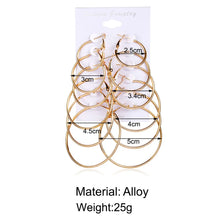 Load image into Gallery viewer, 12PCS Set Simple Hoop Earrings Set Big Geometry Round Circle Earring for Women Girls Gold Color Metal Hyperbole Party Jewelry