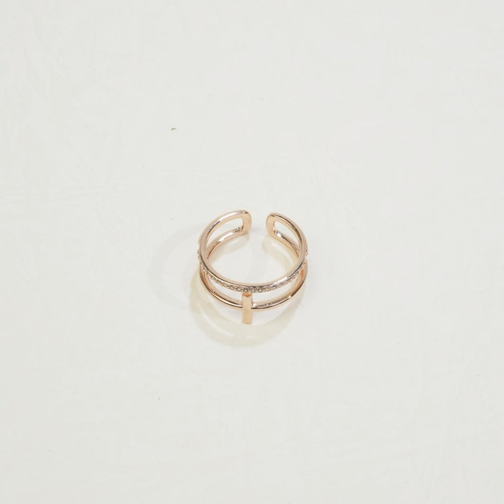 Gold-Plated & Silver Open Ring Set - Double Layer Elegant Minimalist Rings for Women
