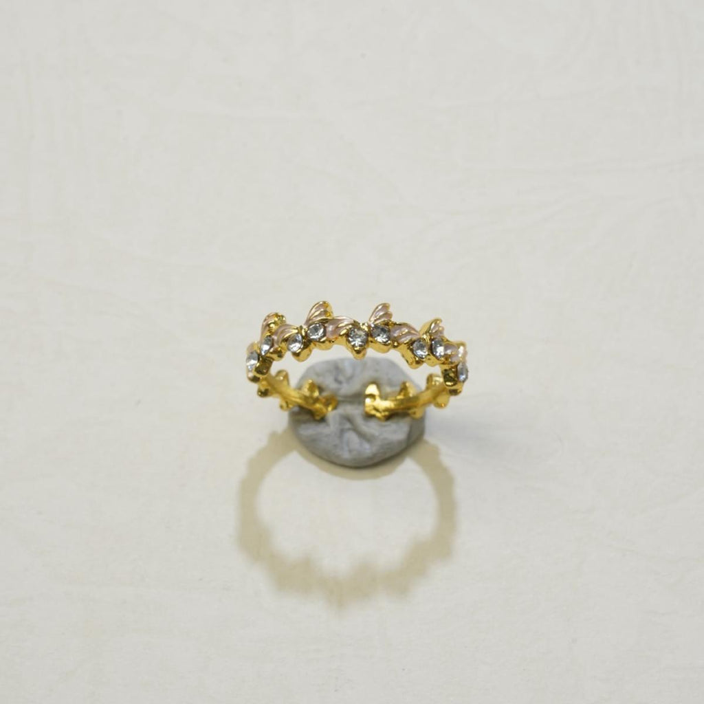 Cincin Anggur Rama-rama, Halus, Barang Kemas Aloi Emas Zirkon, Gaya Romantik dan Manis, Sesuai untuk Pakaian Harian dan Pesta stainless  steel  ring