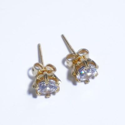 【Stud Earrings】7MM Delicate Claw Gold-Plated Zircon Earrings, Sparkling Daily & Party Jewelry for Women