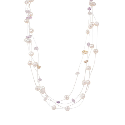 【Necklace】Copper Chain Natural Freshwater Pearl Beaded Necklace Heart Pendant Accent Casual Jewelry for Women Daily Wear