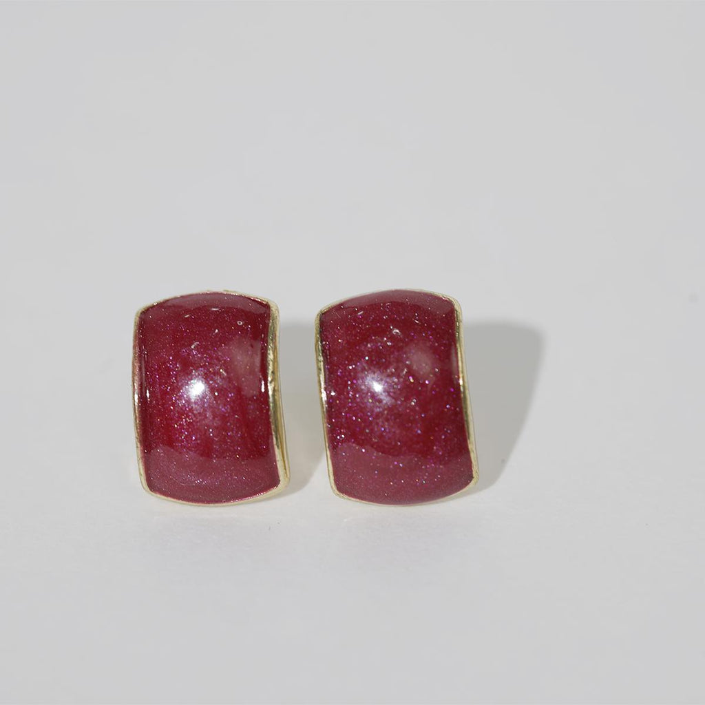 Subang Stud, Resin Berkilauan dalam Warna Ungu, Merah, Putih dan Biru-Kelabu, Sesuai untuk Dipakai Harian