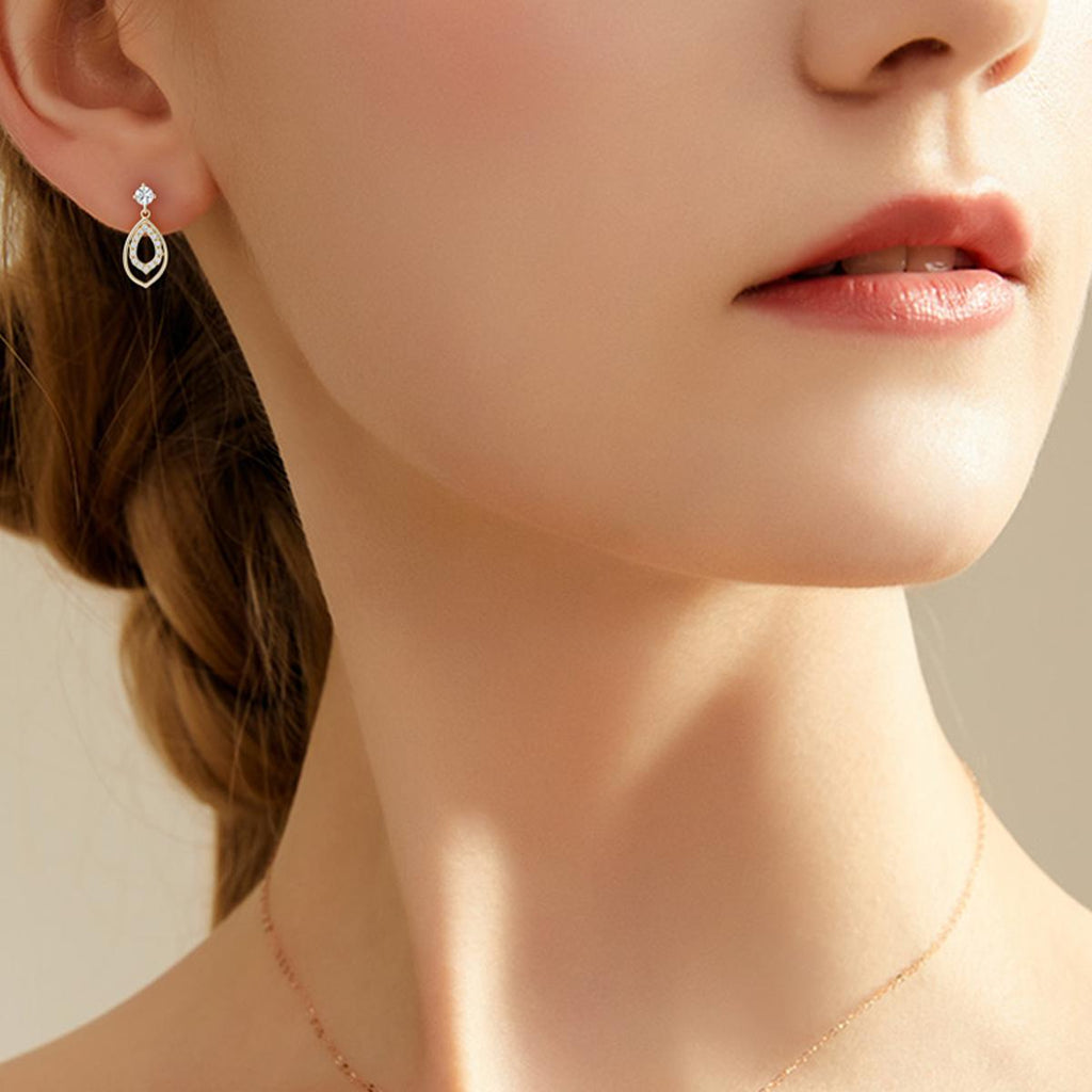 【Drop Earrings】Asymmetric Waterdrop Zircon Earrings, Elegant & Sparkly, Ideal for Women Loving Delicate Details