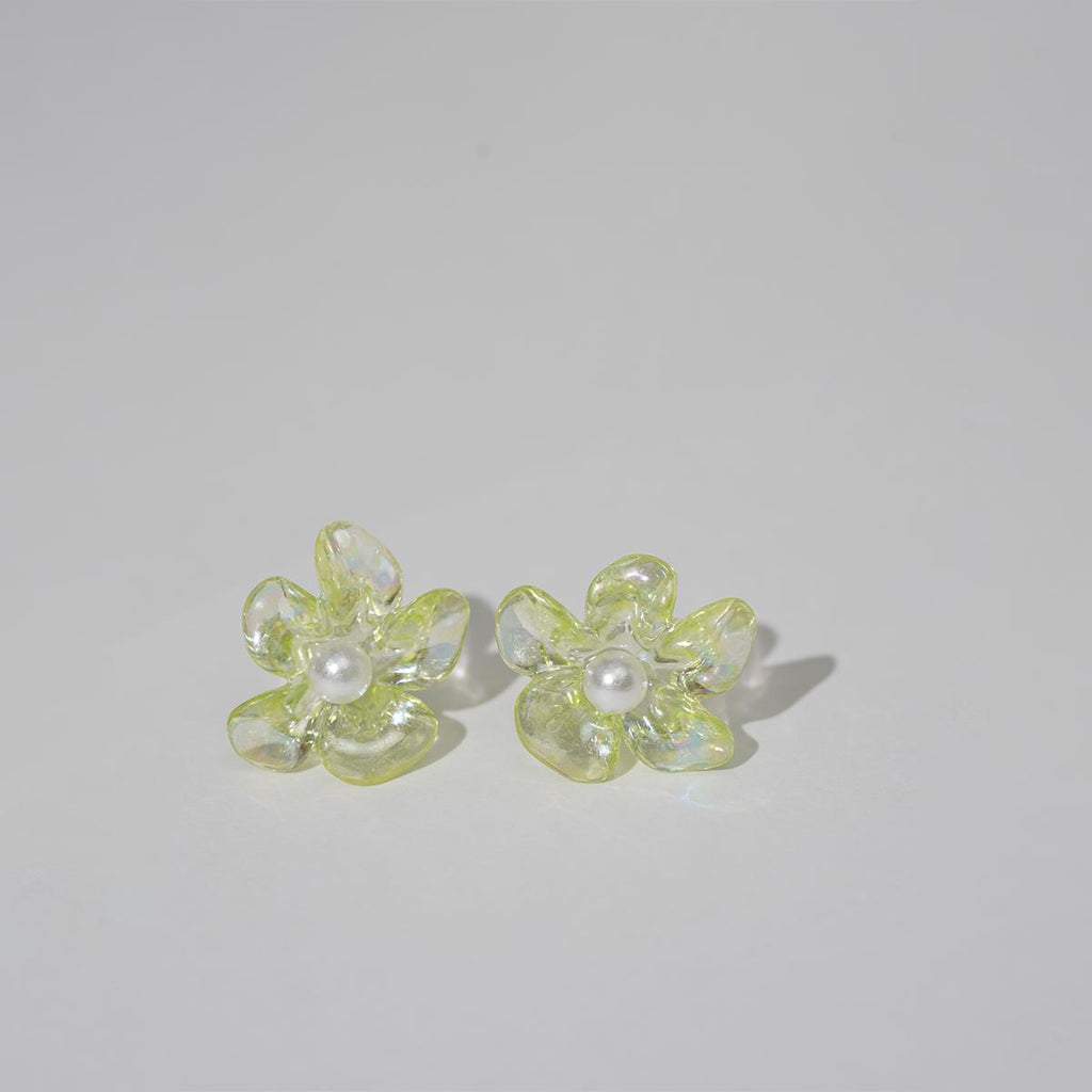 Anting-anting Stud, Rekaan Kelopak Berwarna-warni, Mutiara Tiruan, Gaya Manis dan Romantik, Sesuai untuk Kanak-kanak Perempuan