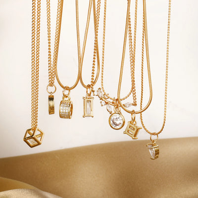 Geometric Crystal Pendant Necklaces Fashion Gold Color Ziron Clavicular Chains Luxury Adjustable Leaves Chokers Jewelry New