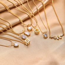 Charger l&#39;image dans la galerie, Geometric Crystal Pendant Necklaces Fashion Gold Color Ziron Clavicular Chains Luxury Adjustable Leaves Chokers Jewelry New