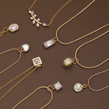 Charger l&#39;image dans la galerie, Geometric Crystal Pendant Necklaces Fashion Gold Color Ziron Clavicular Chains Luxury Adjustable Leaves Chokers Jewelry New