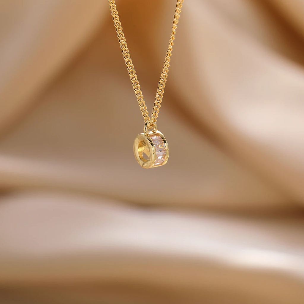 Geometric Crystal Pendant Necklaces Fashion Gold Color Ziron Clavicular Chains Luxury Adjustable Leaves Chokers Jewelry New