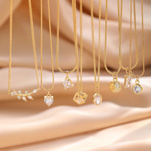 Charger l&#39;image dans la galerie, Geometric Crystal Pendant Necklaces Fashion Gold Color Ziron Clavicular Chains Luxury Adjustable Leaves Chokers Jewelry New