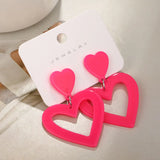 Romantic Pink Heart Stud Earring for Women Girls Cute Love Hollow Gangle Earrings Set Personality Jewelry New Fashion Gifts