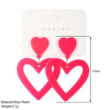 Laden Sie das Bild in den Galerie-Viewer, Romantic Pink Heart Stud Earring for Women Girls Cute Love Hollow Gangle Earrings Set Personality Jewelry New Fashion Gifts