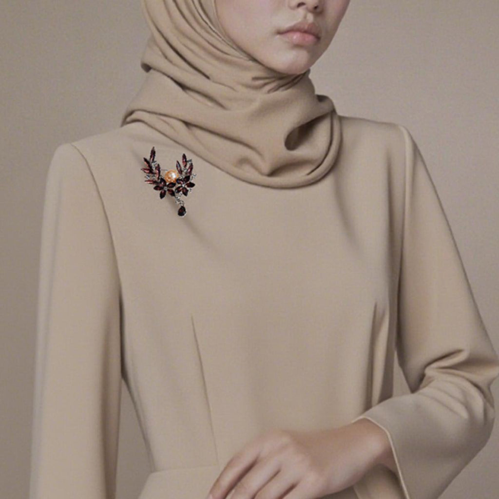 Kerongsang besar bahu Bunga Mutiara, Rekaan Berkilauan Elegan, Aksesori Serba guna, untuk Wanita, dengan Berlian buatan