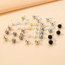 Load image into Gallery viewer, 18 Pairs Elegant Multi-color Imitation Pearl Stud Earrings Korean Charm Ball Bead Earrings Women Trend Party Wedding Jewelry Set