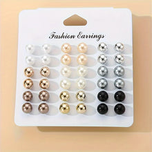 Load image into Gallery viewer, 18 Pairs Elegant Multi-color Imitation Pearl Stud Earrings Korean Charm Ball Bead Earrings Women Trend Party Wedding Jewelry Set