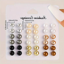 Load image into Gallery viewer, 18 Pairs Elegant Multi-color Imitation Pearl Stud Earrings Korean Charm Ball Bead Earrings Women Trend Party Wedding Jewelry Set