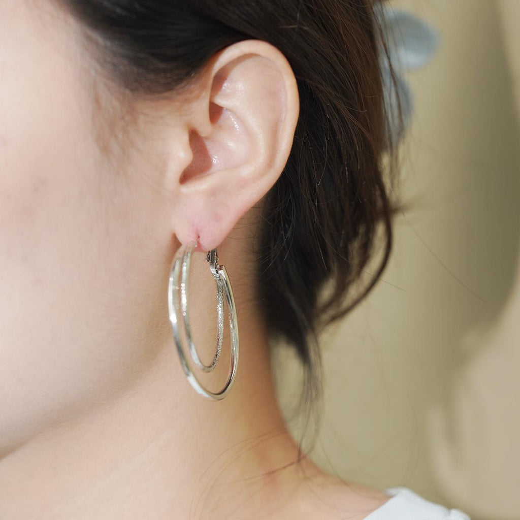 Subang Gelung, Perak, Aloi Bertekstur, Gaya Harian Bergaya, Penting untuk Wanita Bohemian Earrings